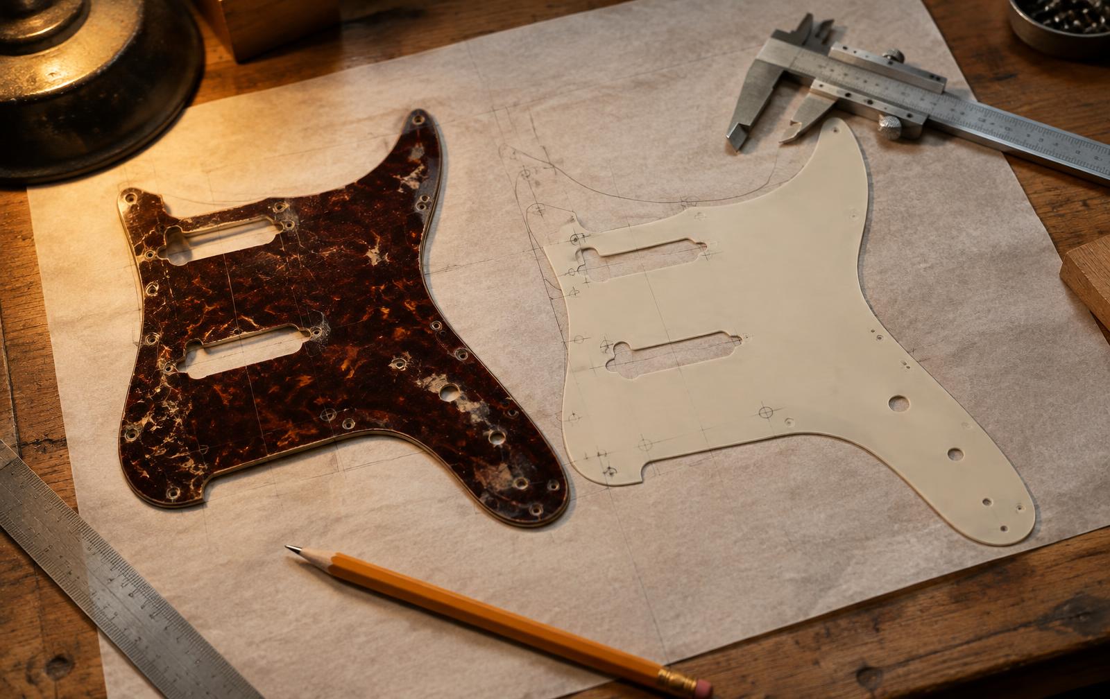 Featured image for No Drawing. No Replacement. Just an Old Pickguard to Work From.